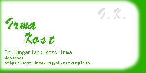 irma kost business card